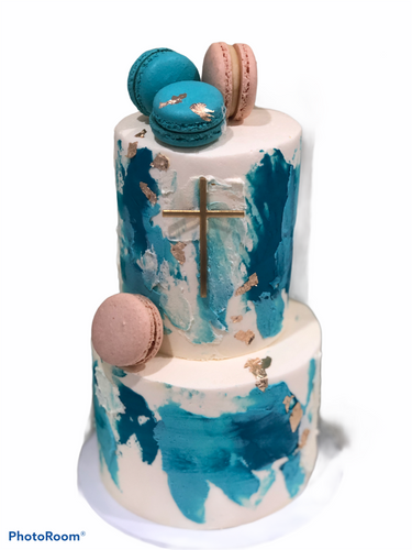 2 tier mini Boy Communion cake