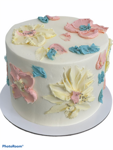 6" flower buttecream cake