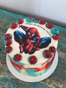 6" Spiderman (jumping) cake