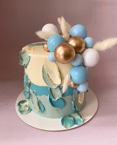 6" Baby blue bubbles Cake