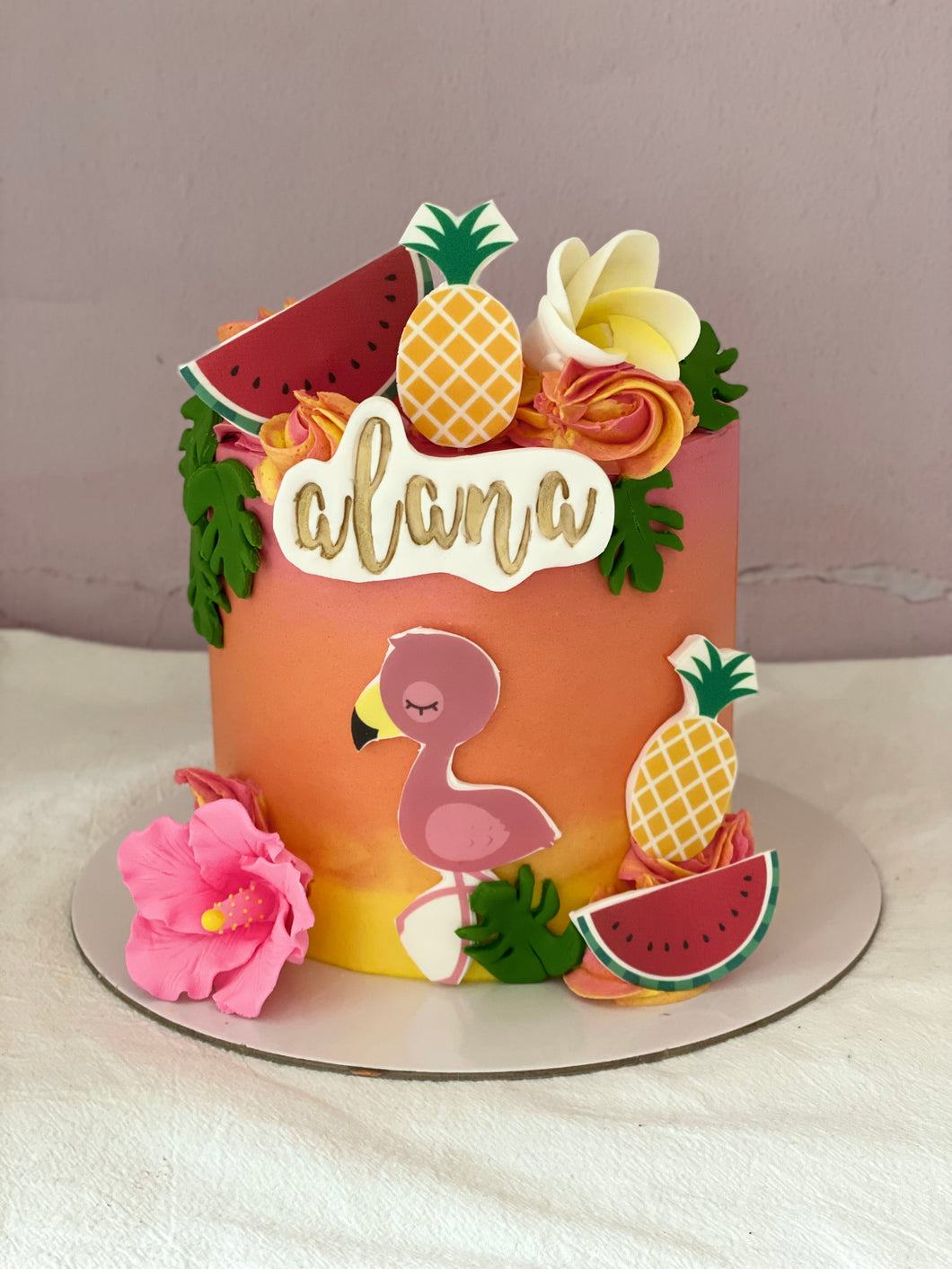 6” sunset flamingo Cake