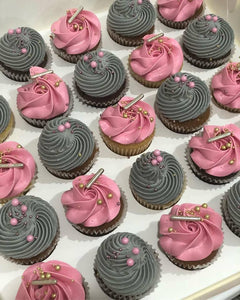 Pink & Grey Mini Cupcakes
