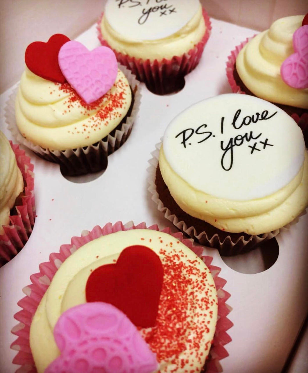 6 Regular P.S I Love You Cupcakes